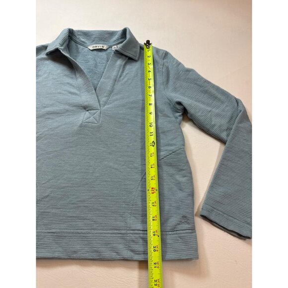 Orvis Organic Cotton Waffle Knit Pullover XS Blue Long Sleeve Top (bin GG156) - Picture 4 of 8